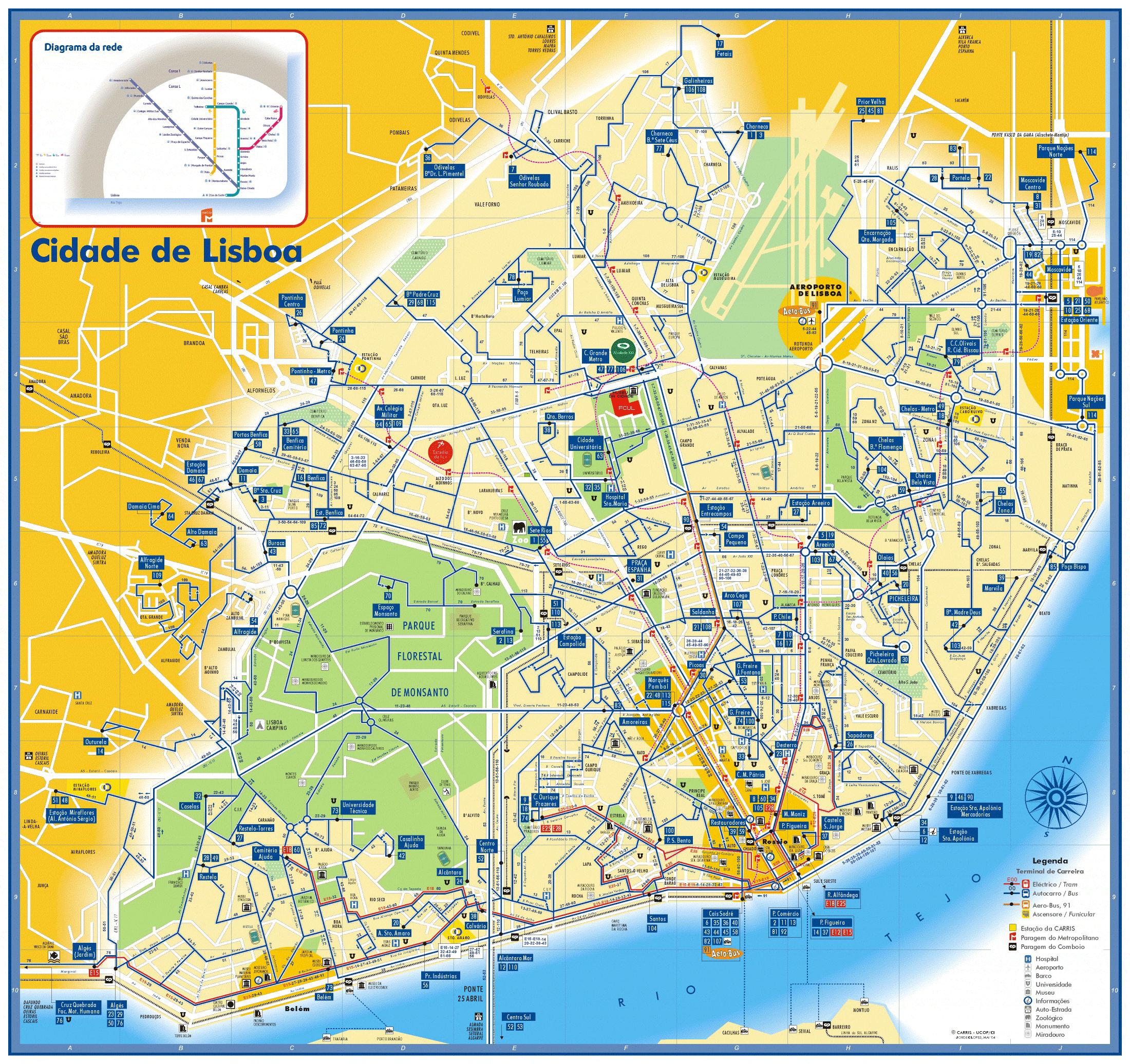 Lisbon Bus Map 