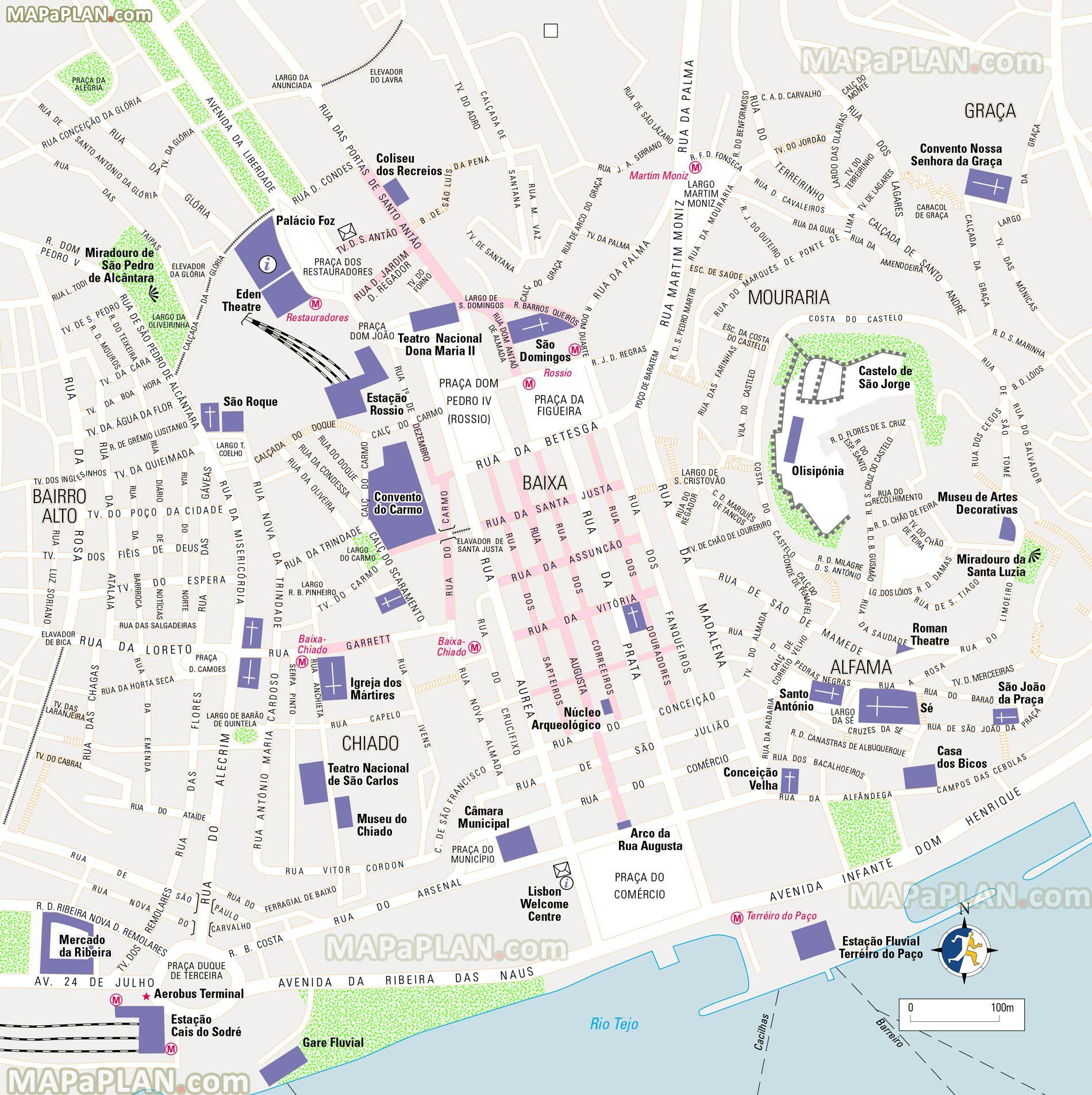 Map Of Lisbon Walking Walking Tours And Walk Routes Of Lisbon
