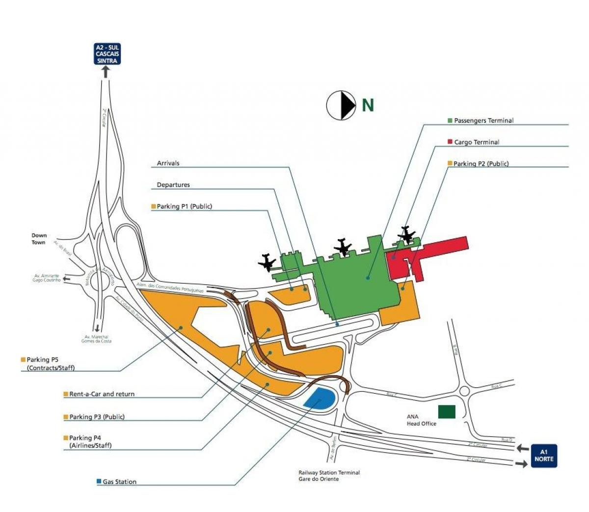 Lisbon airport terminal map