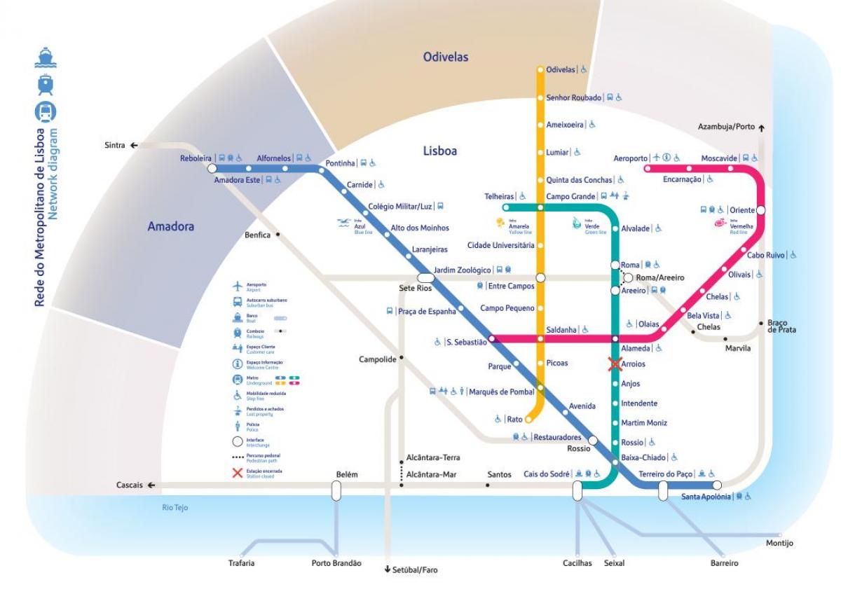 Lisbon metro stations map