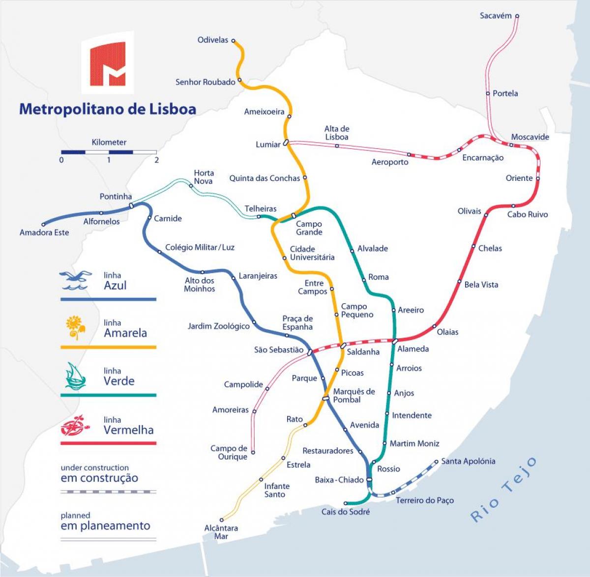 Lisbon subway station map