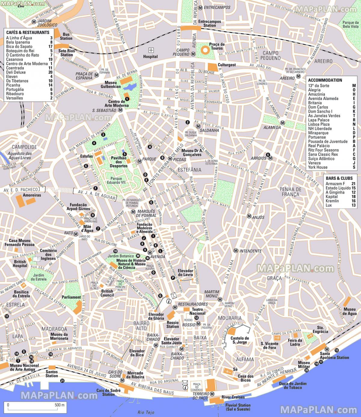 Lisbon sightseeing map