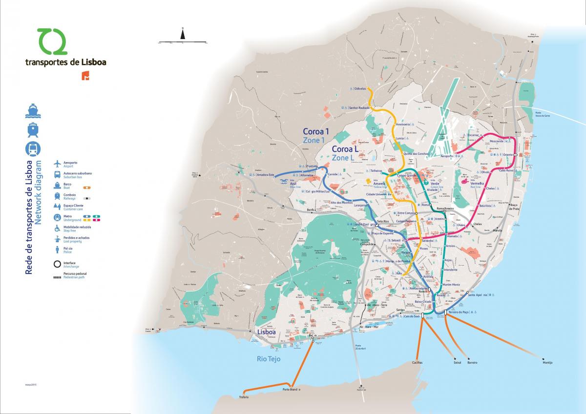 Lisbon transportation map